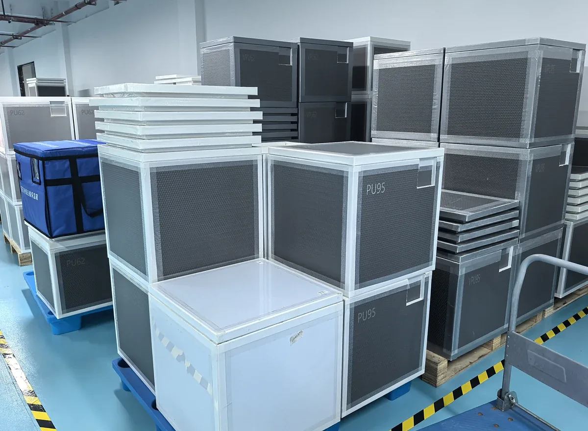 Insulated boxes shown in the customer-supplied workshop photograph